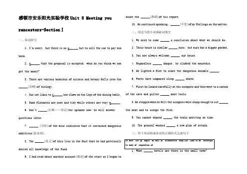 高中英语 Unit 5 Meeting you rancestors