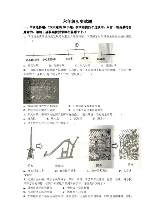 山东省淄博市周村区(五四制)2021-2022学年六年级下学期期末历史试题