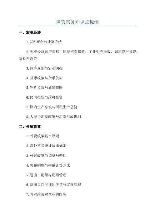 国贸实务知识点提纲