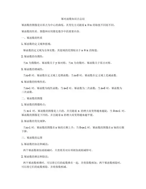 幂对函数知识点总结