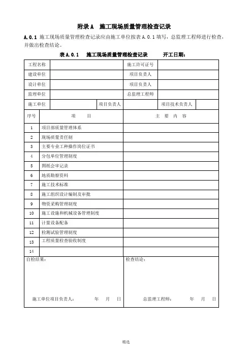 GB50300-2013全套建筑工程施工质量验收统一标准附表