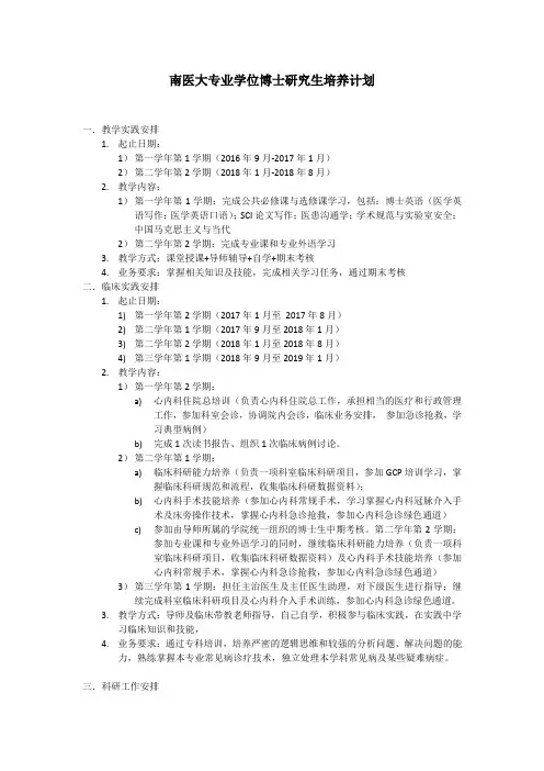 南医大专业学位博士培养计划模板