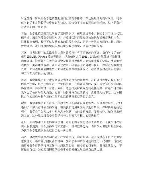 数学建模暑期培训感想