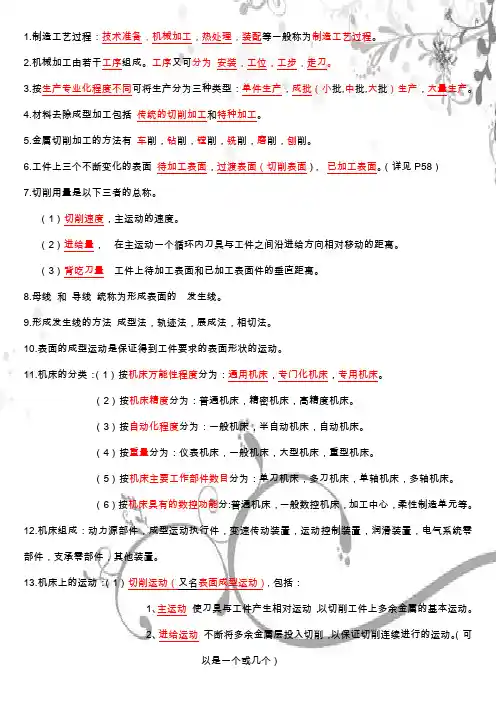 机械制造技术基础知识点整理