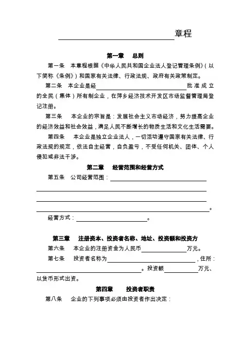 章程(全民所有制)