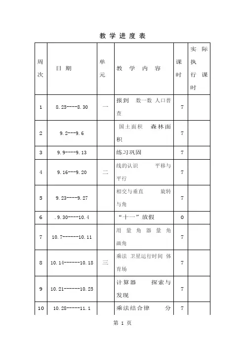 北师大版四年级数学上册全册导学案汇编-185页word资料
