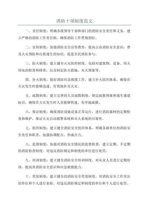 消防十项制度范文