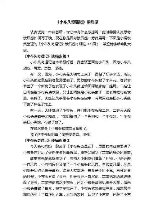 《小布头奇遇记》读后感（精选33篇）