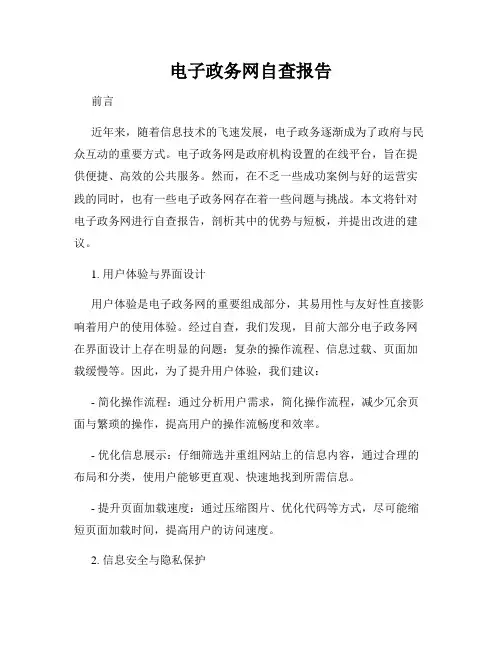 电子政务网自查报告
