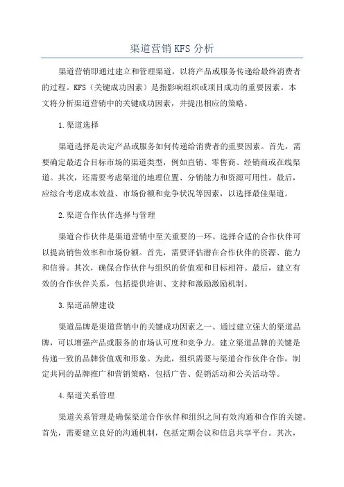 渠道营销KFS分析