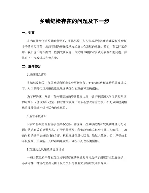 乡镇纪检存在的问题及下一步