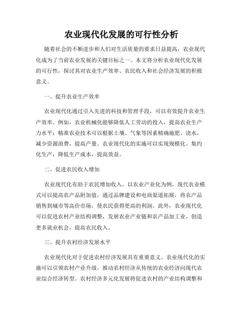 农业现代化发展的可行性分析
