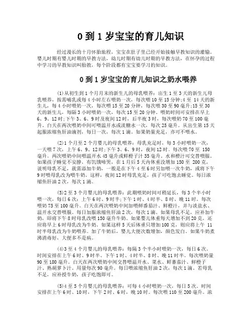 0到1岁宝宝的育儿知识