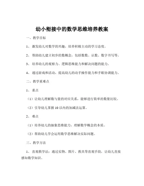 幼小衔接中的数学思维培养教案