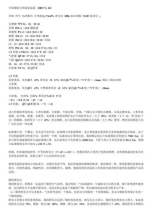 煤炭分类
