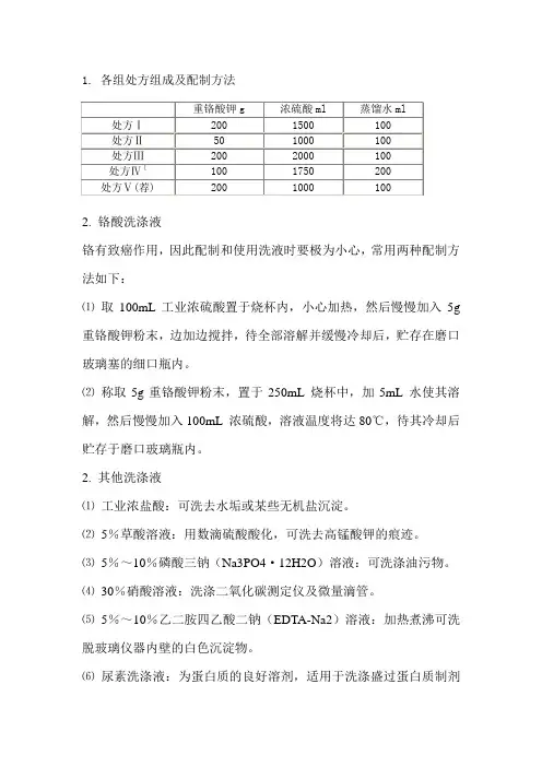 铬酸洗涤液
