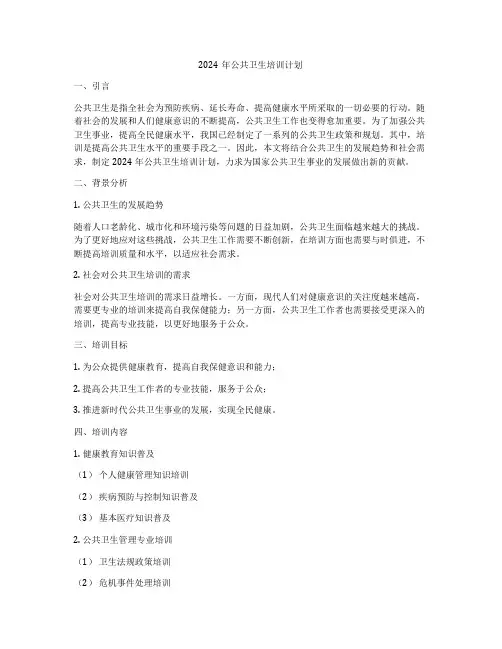 2024年公共卫生培训计划