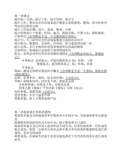 期末复习----旅游统计学