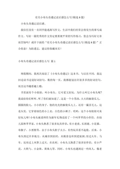有关小布头奇遇记读后感怎么写(9篇)