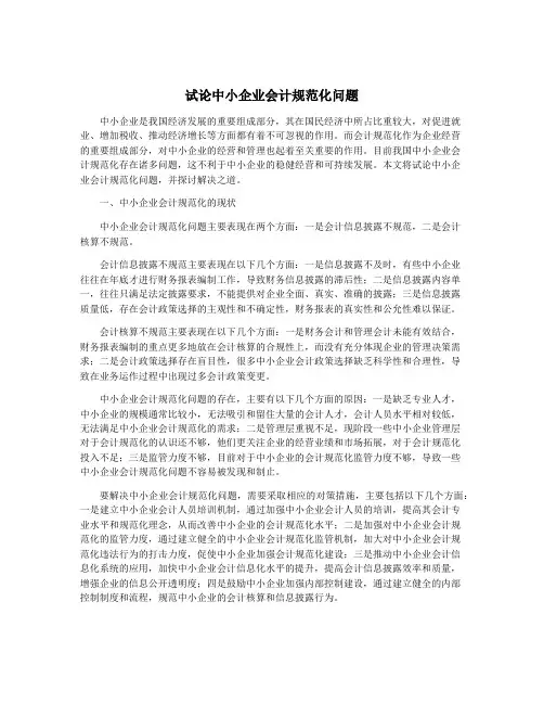 试论中小企业会计规范化问题