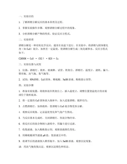 酒精分解实验报告