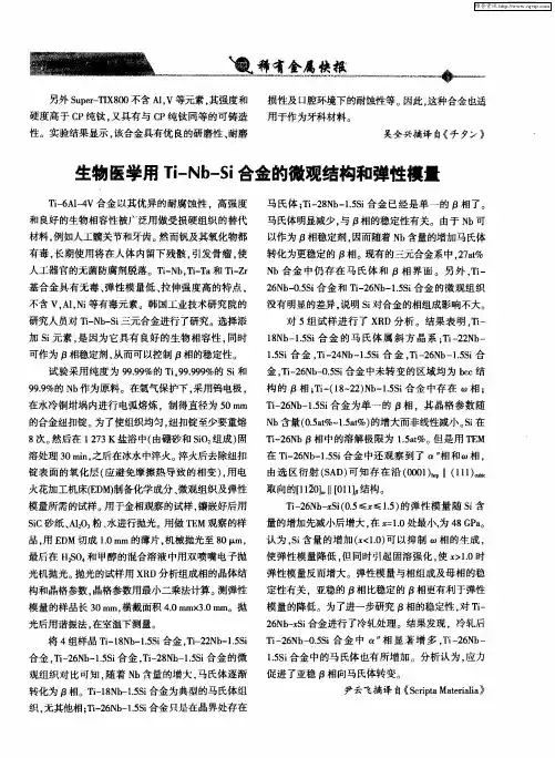 生物医学用Ti-Nb-Si合金的微观结构和弹性模量