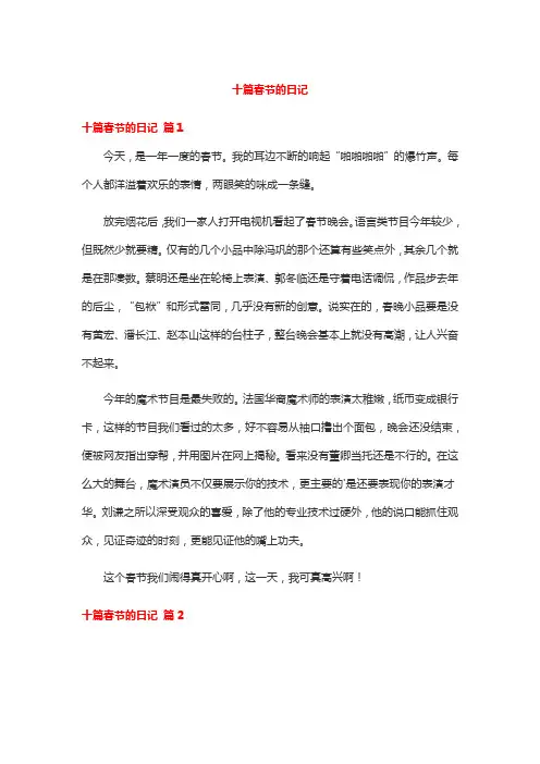 十篇春节的日记