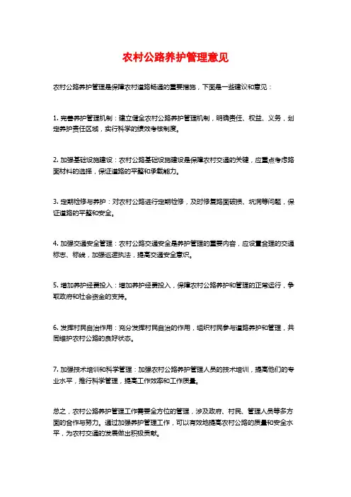 农村公路养护管理意见 (2)