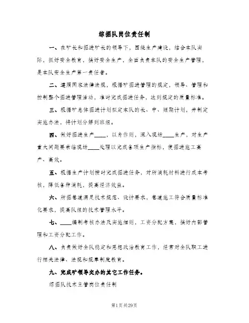 综掘队岗位责任制(二篇)
