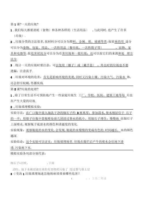 六年级下册科学第四单《环境和我们》知识梳理