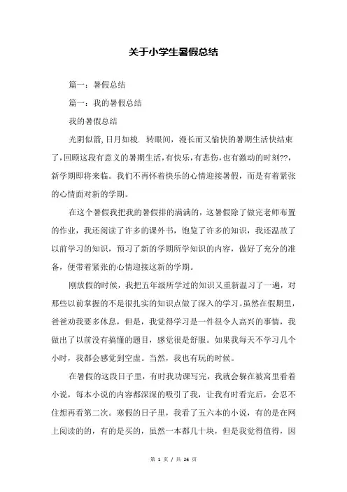 关于小学生暑假总结