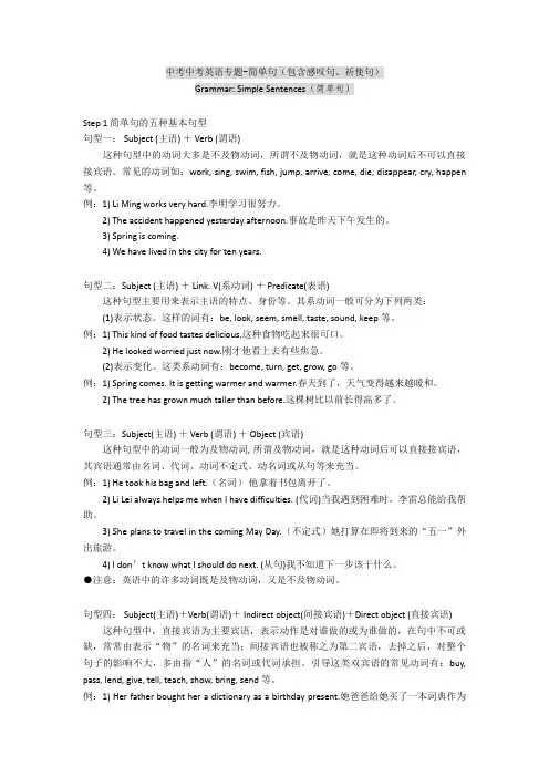 中考中考英语专题-简单句(包含感叹句、祈使句)
