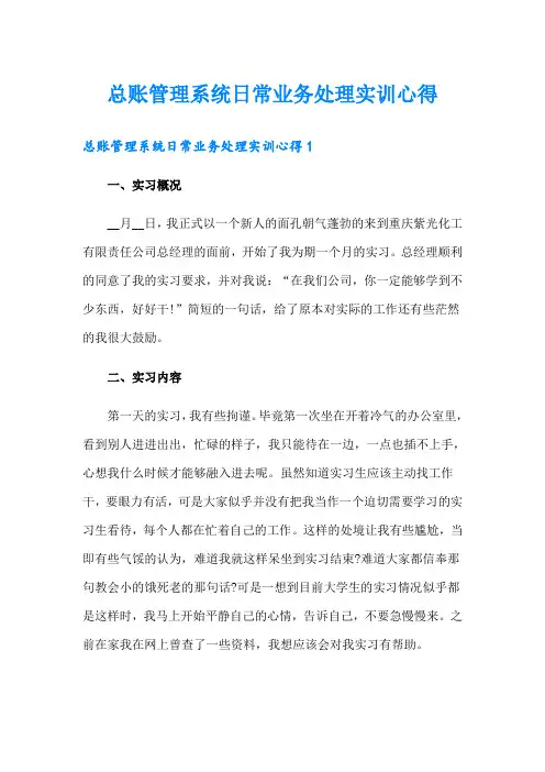 总账管理系统日常业务处理实训心得