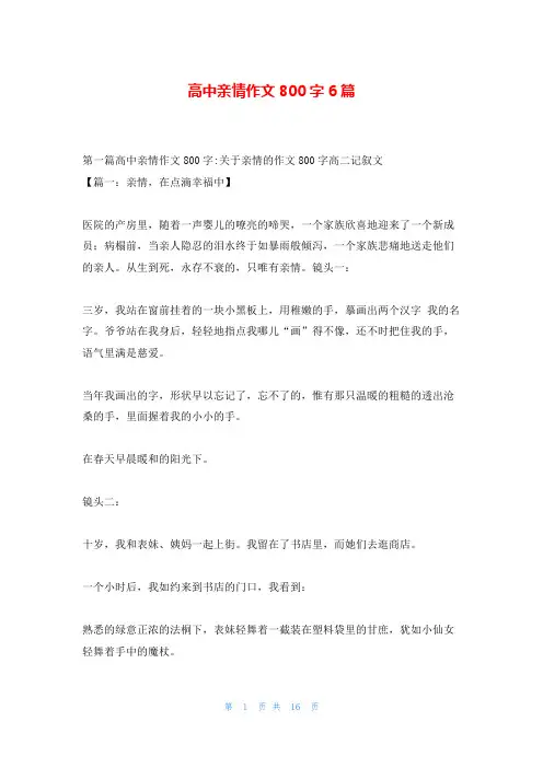 高中亲情作文800字6篇