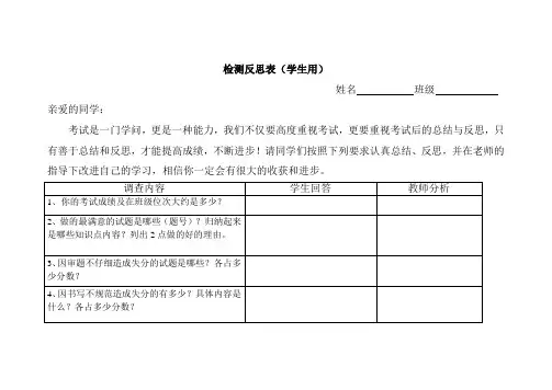 检测反思表