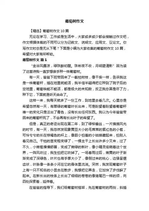 【精选】葡萄树作文10篇