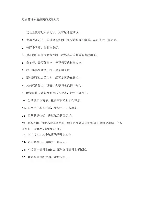 适合各种心情搞笑的文案短句