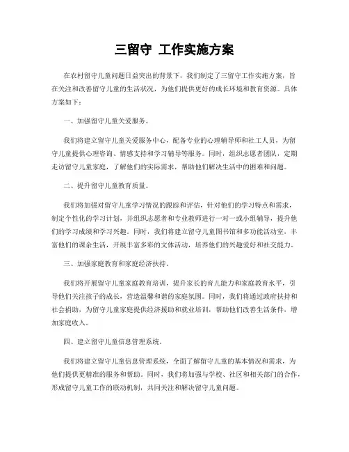 三留守 工作实施方案