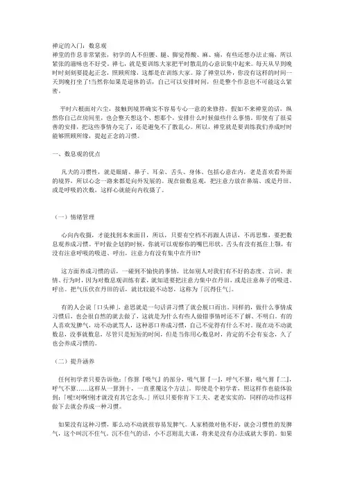 禅定的入门