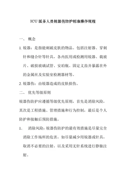 ICU医务人员锐器伤防护标准操作规程