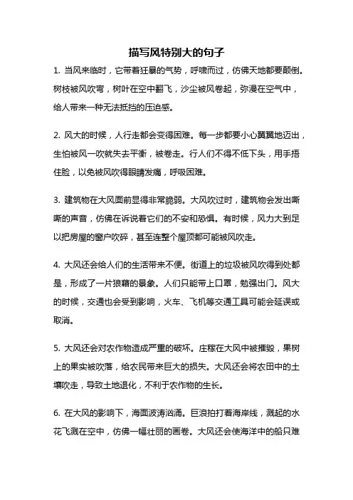 描写风特别大的句子
