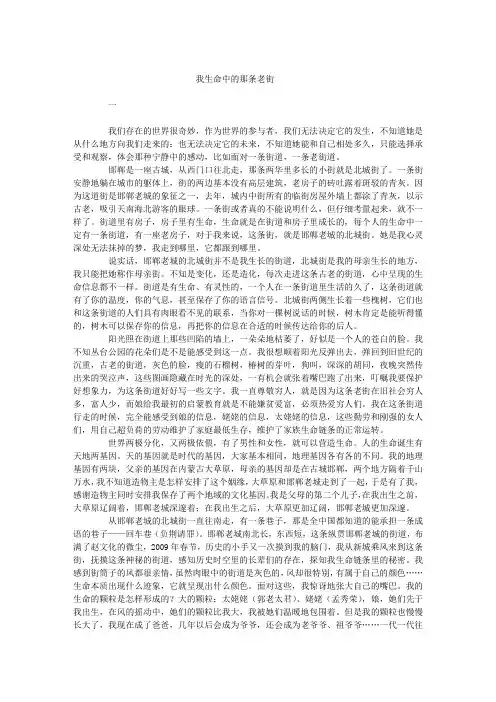 我生命中的那条老街