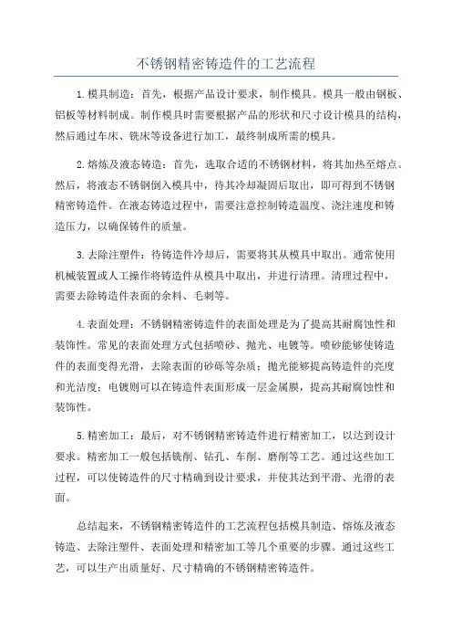 不锈钢精密铸造件的工艺流程