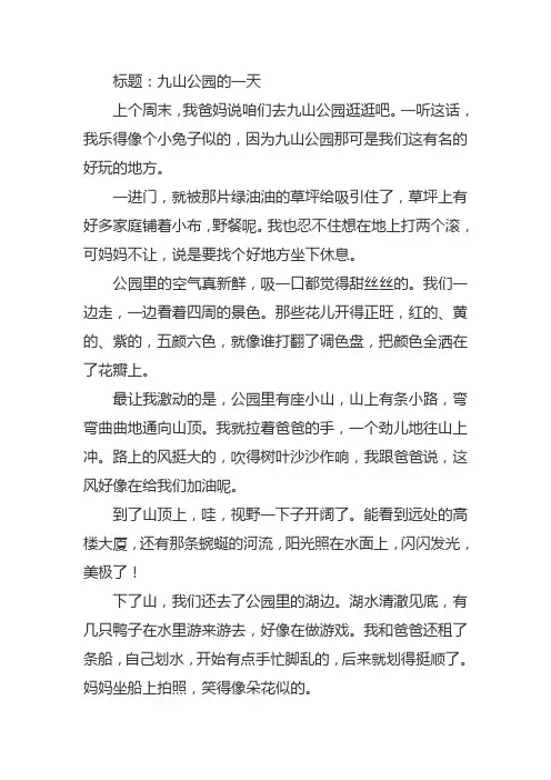 关于九山公园的作文