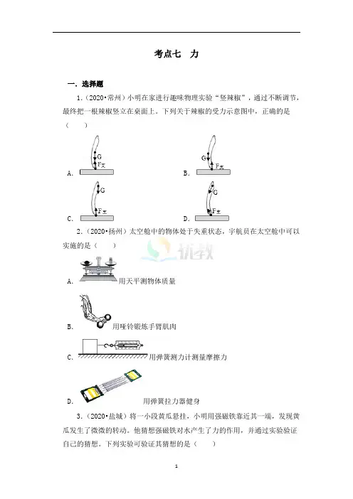 中考物理_考点七力(原卷版)
