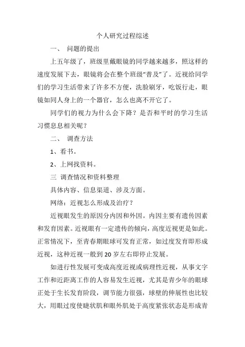 个人研究过程综述600