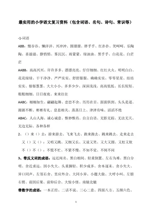 最实用的小学语文复习资料