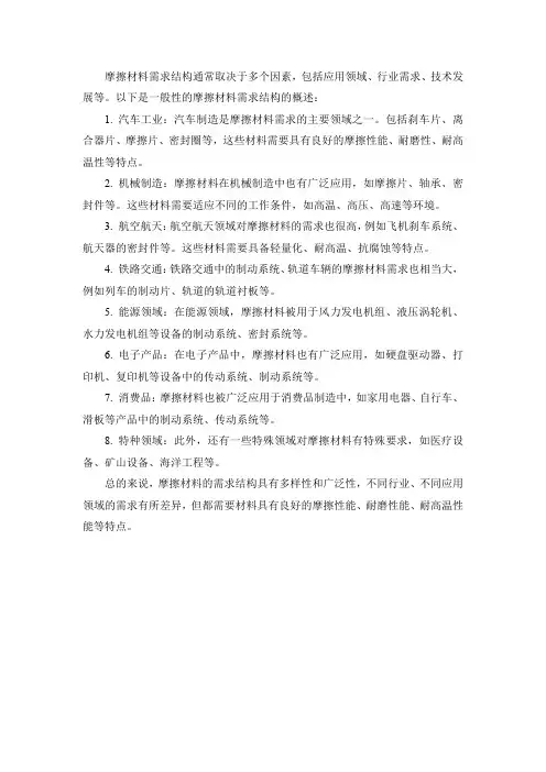 摩擦材料需求结构