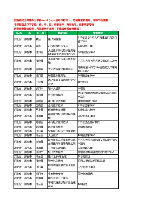 2020新版河北省邢台市重卡工商企业公司商家名录名单黄页联系电话号码地址大全59家