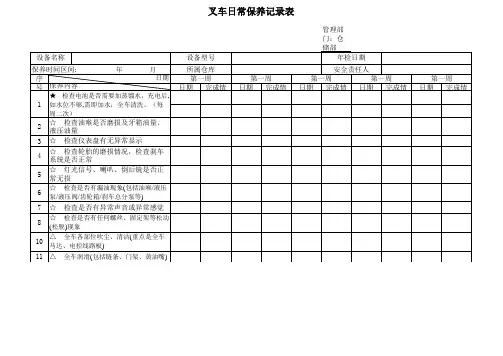 叉车日常保养记录表